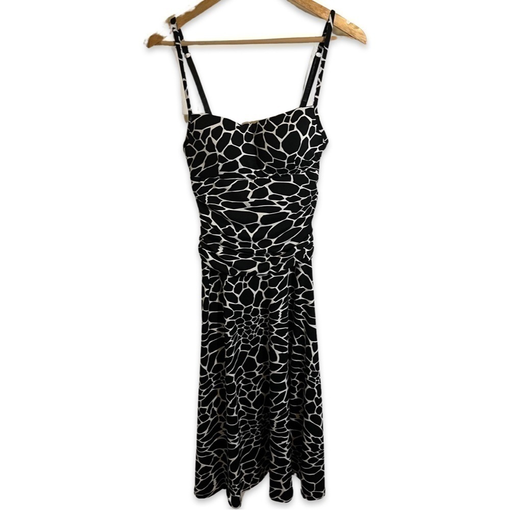 Denver Hayes XS Stretchy Dress BuiltIn Bra Animal Print Blck White Tummy Control